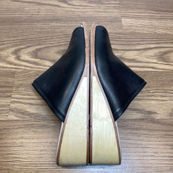 Anthropology Bird of Flight Women's Wedge Slip-On Leather US 8.5 Black Sandals - Picture 2 of 11